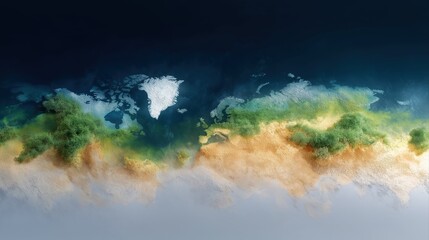 Abstract World Map Concept Created with Textures and Colors Representing Nature and Earth