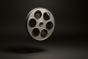 Vintage Metal Film Reel Isolated on Dark Background