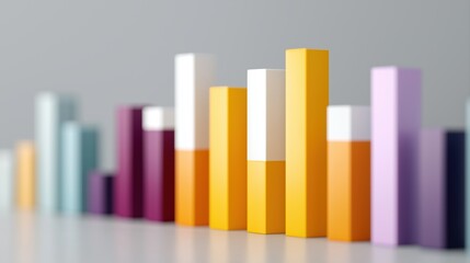 Colorful 3D Bar Graph Displaying Increasing Data Trends on a Light Background