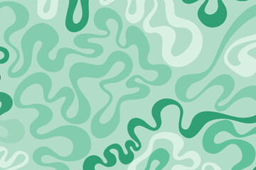 Groovy Green Zebra Green Seamless Pattern. Abstract Wild Skin Vector Background in 1970s Hippie Retro Style for Print on Textile, Wrapping Paper, Web Design and Social Media