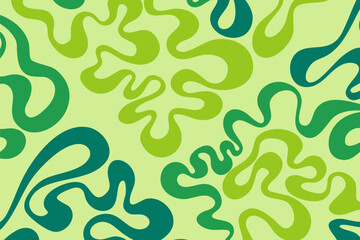 Groovy Green Zebra Green Seamless Pattern. Abstract Wild Skin Vector Background in 1970s Hippie Retro Style for Print on Textile, Wrapping Paper, Web Design and Social Media