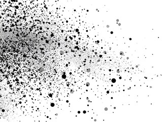 Abstract black and gray particle explosion on white background