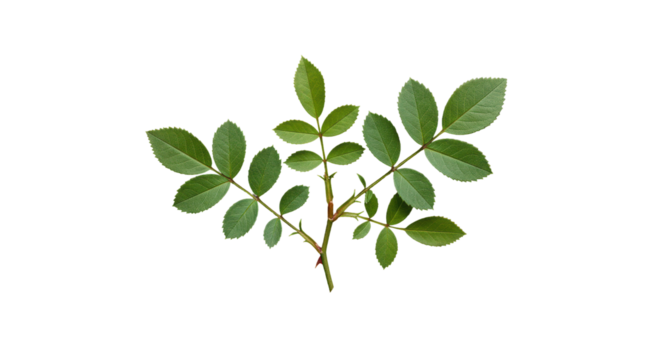 Green leafy branch isolated on white background showcasing natural beauty and simplicity