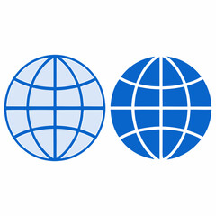 Two blue and white globe icons on a plain white background