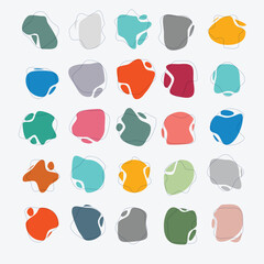 Random abstract liquid organic irregular blotch shapes flat style design fluid illustration set banner simple shape template for presentation design, flyer, isolated on white background