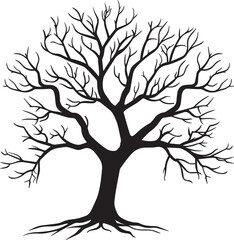 Obraz premium a 2d vector silhouette of a leafless tree that is symmetrical icon black vector illustration
