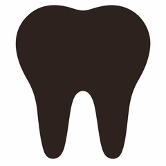 A dark brown tooth icon on a white background