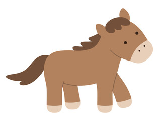 かわいい馬のベクターイラスト。干支、十二支、午、ゆるい、アイコン、うま、午年、年賀状