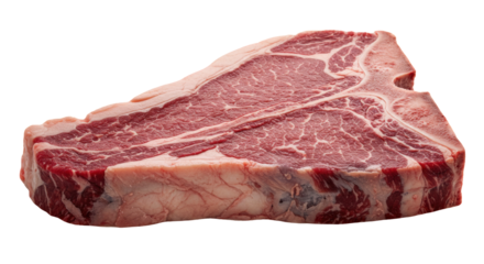 Fresh ribeye steak isolated on white background showcasing marbling ready for grilling preparation
