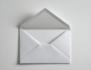 Open white envelope on a white surface