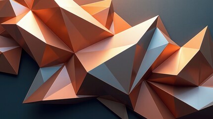 Obraz premium Abstract Copper and Gray Geometric Polygonal Forms