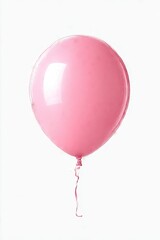 Single, round, light pink balloon with a ribbon