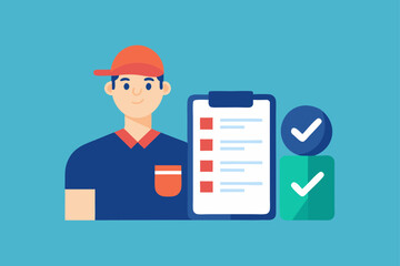 Flat Design Driver Using AI Navigation App Showing Route