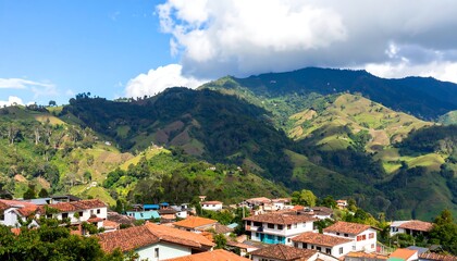 Panoramic view of a mountain village