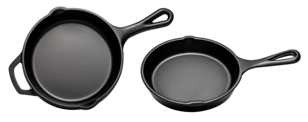 Two cast iron skillets