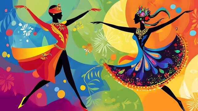 Colorful dancing figures