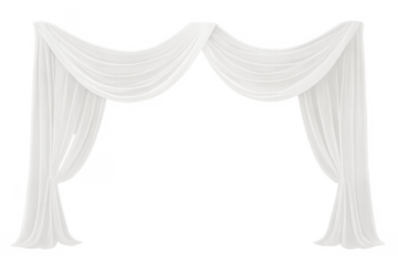 White curtains draped elegantly on transparent background