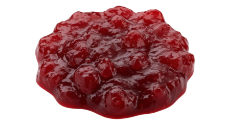 Glossy red fruit jelly with cherries isolated on white background vibrant dessert treat