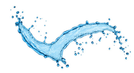 Dynamic splash of water isolated on white background with droplets effect