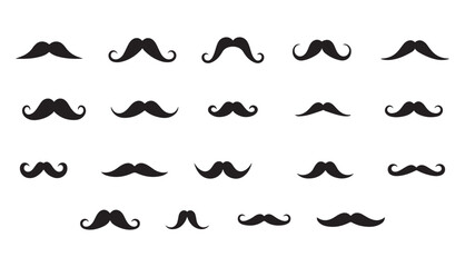 Set of mustache silhouette vector, Silhouettes of moustache collection. vector illustration EPS 10