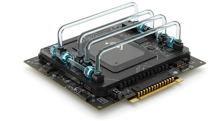 Computer water cooling system isolated on white background