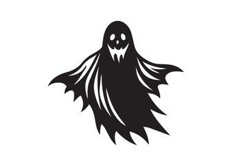 Halloween Ghost Silhouette Vector Illustration Creepy Spooky Line Art.