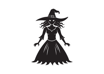 Halloween Witch Silhouette Female Character.