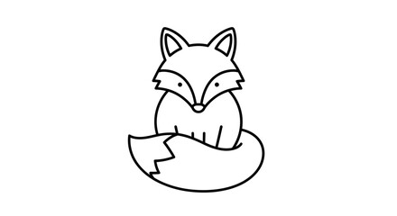 Obraz premium Cute Minimalist Fox Line Art Icon