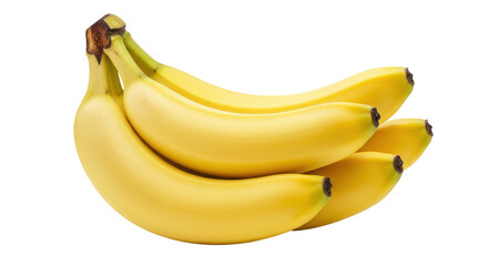 A bunch of ripe bananas arranged elegantly isolated on white background perfect for food photography