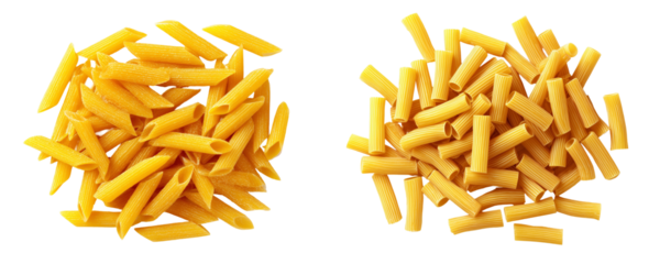 Two piles of uncooked pasta
