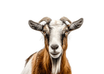 Fototapeta premium Half-body portrait of a goat directly facing the camera