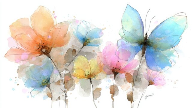 Delicate Watercolor Butterfly Painting by Julia - A Pastel Dream in Minimalist Design