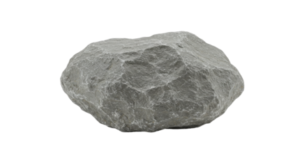 Large textured gray rock isolated on white background ideal for nature theme design