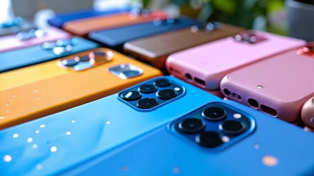 Colorful phone cases display