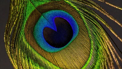 Obraz premium Close-up of a vibrant peacock feather