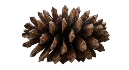 Pine cone close up isolated on white background natural texture detail