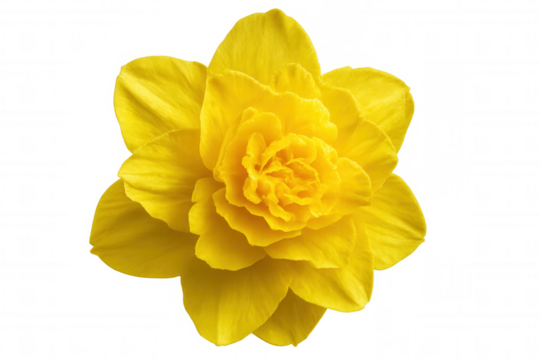Close-up of a fully bloomed yellow daffodil with transparent background, perfect for spring projects