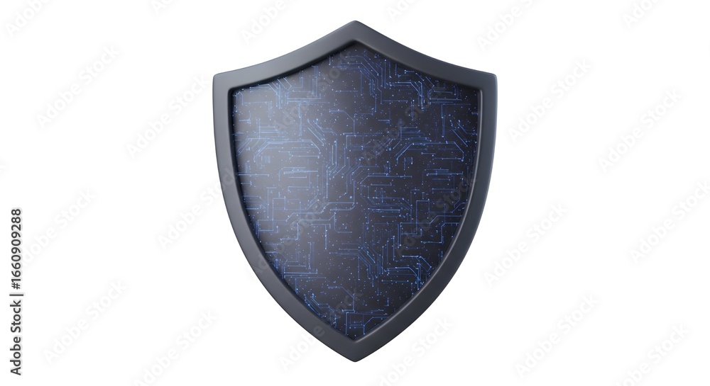 Poster shield with digital pattern isolated on white background