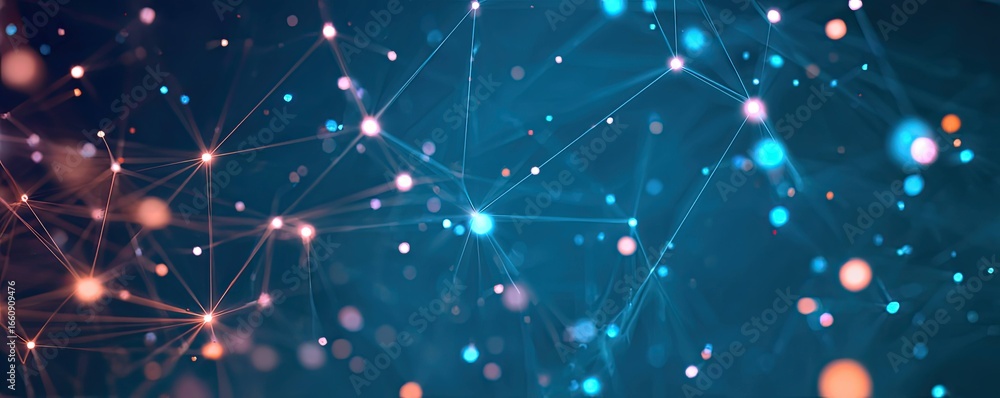 Aufkleber creating digital networks virtual space abstract art tech environment creative angle glowing blue co