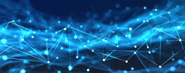 Obraz premium Abstract Aerial View of Digital Network Connections in a Virtual Blue Technology Environment
