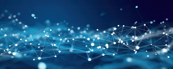 Virtual Space Background Design Abstract Digital Network Connection in a Blue Technology Environment