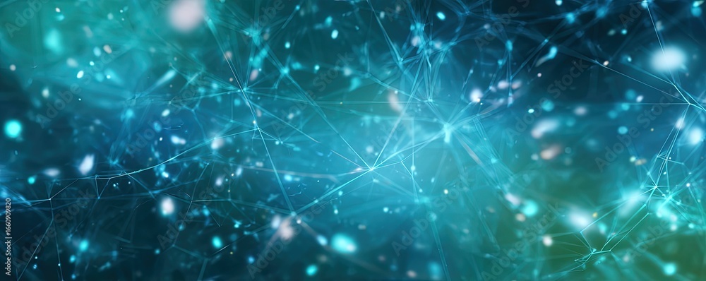 Poster modern blue digital network visualization abstract graphic design in a tech environment