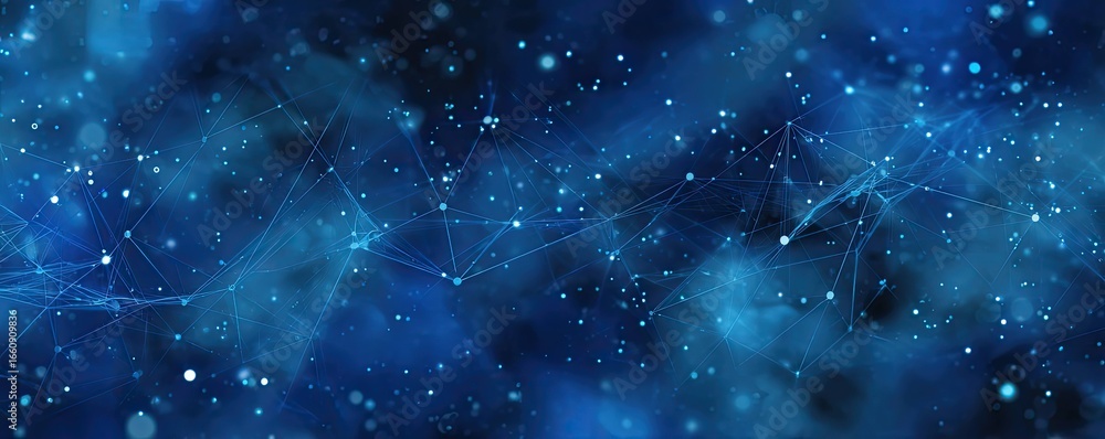 Aufkleber digital realm technology dynamic network connection visualization in a blue abstract environment