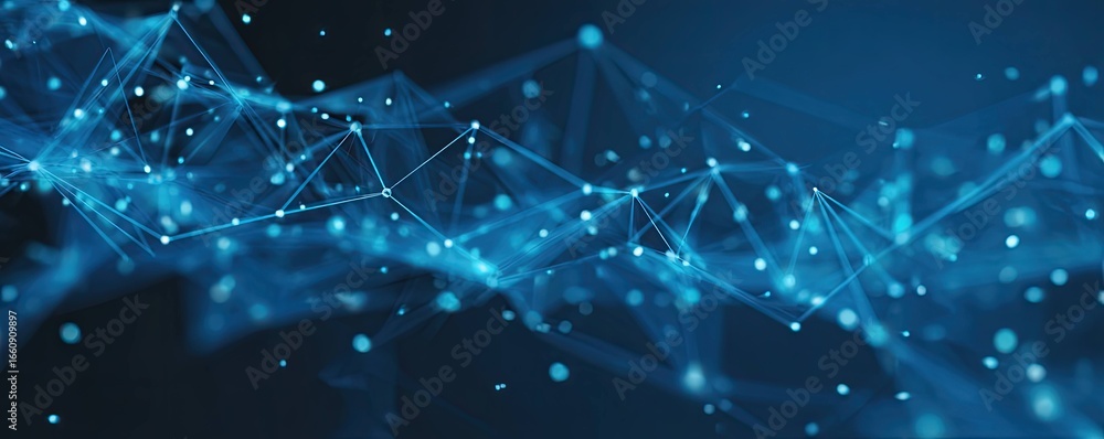 Poster digital networks and virtual spaces an abstract blue background perspective in tech environments