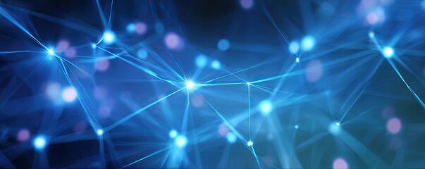 Fototapeta premium Exploring Futuristic Abstract Blue Digital Art in an Immersive Networked Virtual Environment