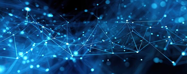 Abstract Blue Network Visualization of Digital Connectivity in a Virtual Graphic Environment