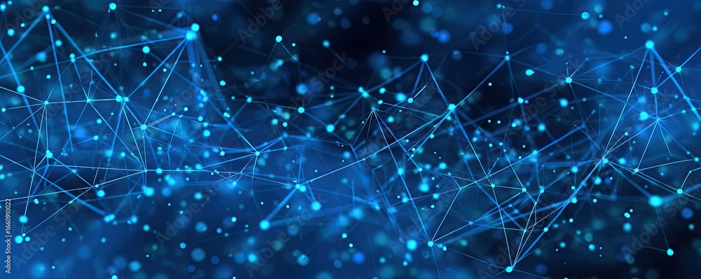 Aufkleber tech environment exploration dynamic abstract blue digital art and network connectivity in virtual s
