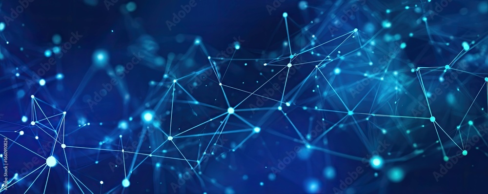 Poster abstract blue digital background featuring network connections in a virtual space graphic design