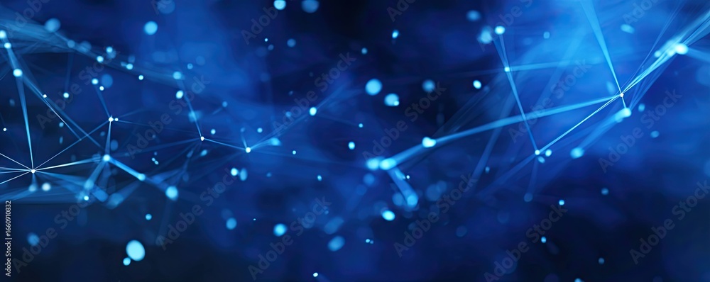 Poster networking data visualization digital realm abstract background virtual space wide angle blue colors