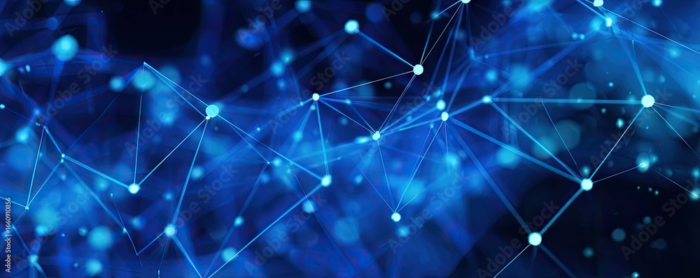 Poster blue digital network illuminating abstract visuals in a wide angle technological connectivity enviro